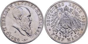 Deutschland 5 Mark 1901 В "Sachsen-Meiningen" auf der Auktion HIRSCH - 26. September 2025