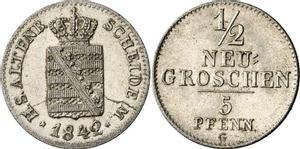 Sachsen-Altenburg 1/2 Neugroschen 1842 G auf der Auktion Künker - 23. Juni 2009