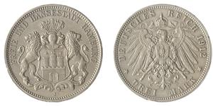 Deutschland 3 Mark 1912 J "Hamburg" auf der Auktion Vila Rica Moedas Ltda - April 15, 2025