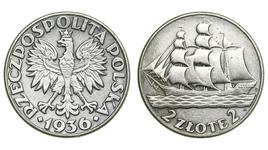 Poland 2 Zlote 1936 JA "Sailing Vessel" at auction Hermes Auctions - May 13, 2025
