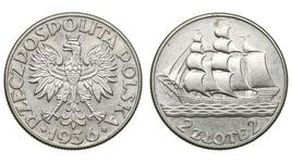 Poland 2 Zlote 1936 JA "Sailing Vessel" at auction Hermes Auctions - June 10, 2025