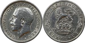 Wielka Brytania 6 pensow 1919 na aukcji BAC - 16 czerwca 2021