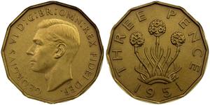 Großbritannien 3 Pence 1951 HP auf der Auktion Stephen Album - 23. Januar 2022