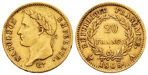 Francja 20 franków 1808 A na aukcji Tauler & Fau - September 25, 2024