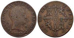 España 8 maravedíes 1822 en subasta Tauler & Fau - 13 de mayo de 2025