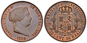 España 25 Céntimos de real 1854 en subasta Tauler & Fau - 13 de mayo de 2025