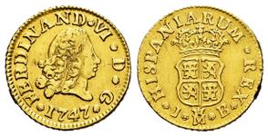 España Medio escudo 1747 M JB en subasta Tauler & Fau - 23 de mayo de 2025