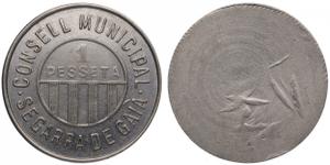Испания 1 песета без года (1936-1939) "Сегарра-де-Гайя" на аукционе Silicua Coins - 27 ноября 2020