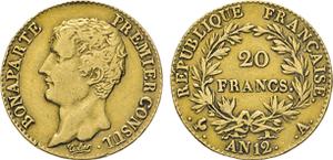 Франция 20 франков AN 12 (1803-1804) A "CONSUL" на аукционе Auktionshaus Tietjen+Co oHg - 11 января 2025
