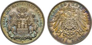 Deutschland 3 Mark 1913 J "Hamburg" auf der Auktion Auktionshaus Tietjen+Co oHg - 11. Januar 2025