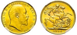 Великобритания Соверен 1906 на аукционе Attica Auctions - 3 декабря 2024