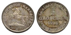 Hanower 1/2 groschen 1863 B na aukcji Antivm Numismatica - 23 sierpnia 2023