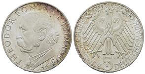 Германия 5 марок 1969 G "Теодор Фонтане" на аукционе Aphrodite Art Coins - 23 июня 2024
