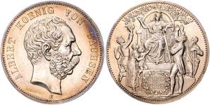 Germany 5 Mark 1889 E "Saxony" at auction BERLINER MÜNZAUKTION - September 23, 2023