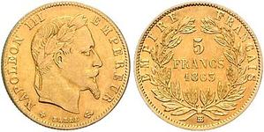 France 5 Francs 1863 BB at auction BERLINER MÜNZAUKTION - October 2, 2021