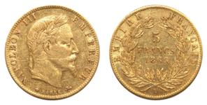 Frankreich 5 Franken 1865 A auf der Auktion Comptoir National de l’Or - 31. August 2023