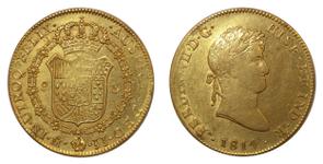 México 8 escudos 1814 Mo JJ en subasta Comptoir National de l’Or - 31 de agosto de 2023