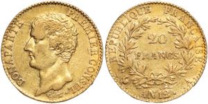 Франция 20 франков AN 12 (1803-1804) A "CONSUL" на аукционе DE BAECQUE Marseille - 20 марта 2025