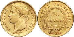 Франция 20 франков 1814 A на аукционе DE BAECQUE Marseille - 20 марта 2025