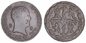 Hiszpania 8 maravedis 1824 J na aukcji Pliego - 23 listopada 2020