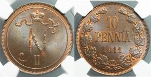 Finland 10 Pennia 1914 at auction Numismatica Italia - February 16, 2024