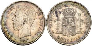 Spain 5 Pesetas 1871 DEM at auction ibercoin - July 22, 2025