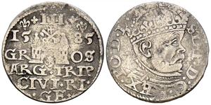 Polska Trojak 1585 "Ryga" na aukcji ibercoin - 22 lipca 2025