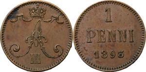 Finland 1 Penni 1893 at auction AURORA - November 28, 2024