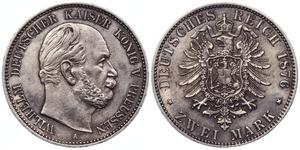 Alemania 2 marcos 1876 A "Prusia" en subasta AURORA - 20 de diciembre de 2024