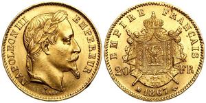 Francia 20 francos 1867 BB en subasta AURORA - 15 de mayo de 2025