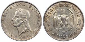 Deutschland 2 Reichsmark 1934 F "Friedrich Schiller" auf der Auktion AURORA - 26. Juni 2025