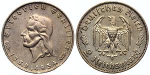 Deutschland 2 Reichsmark 1934 F "Friedrich Schiller" auf der Auktion AURORA - 31. Juli 2025