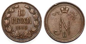 Finland 10 Pennia 1905 at auction Denga1700 - January 12, 2025