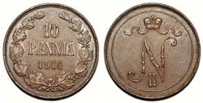 Finland 10 Pennia 1914 at auction Denga1700 - January 12, 2025