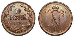 Finland 10 Pennia 1916 at auction Denga1700 - January 12, 2025