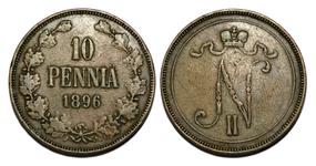 Finland 10 Pennia 1896 at auction Denga1700 - February 23, 2025