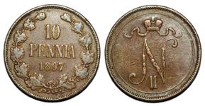 Finnland 10 Penniä 1897 auf der Auktion Denga1700 - 23. Februar 2025
