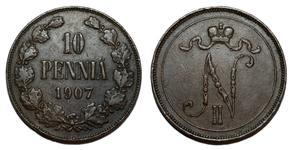 Finnland 10 Penniä 1907 auf der Auktion Denga1700 - 23. Februar 2025