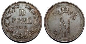 Finland 10 Pennia 1915 at auction Denga1700 - February 23, 2025