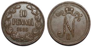 Finland 10 Pennia 1916 at auction Denga1700 - February 23, 2025