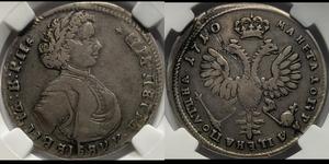 Rusia Poltina (1/2 rublo) 1710 "Retrato del modelo de 1707" auf der Auktion Luxcoins - 17. November 2024