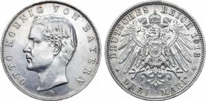 Deutschland 3 Mark 1913 D "Bayern" auf der Auktion Rare Coins - 26. Oktober 2024