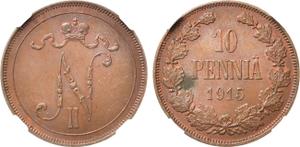 Finland 10 Pennia 1915 at auction Rare Coins - October 27, 2024