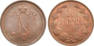 Finland 10 Pennia 1914 at auction Rare Coins - December 22, 2024