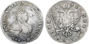 Russia Poltina 1742 СПБ "Half Body Portrait" at auction Rare Coins - February 15, 2025