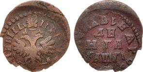 Rußland Denga (1/2 Kopeke) ҂АΨΓI (1713) "ВСЕЯ РОССИИ ПОВЕЛИТЕЛЬ" на аукционе Rare Coins - 19 апреля 2025