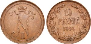 Finland 10 Pennia 1898 at auction Rare Coins - June 7, 2025