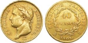Франция 40 франков 1808 H на аукционе Rare Coins - 2 июля 2025