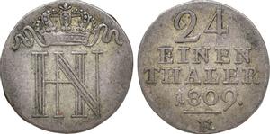 Westfalen 1/24 Taler 1809 F "Krone mit Bändern" auf der Auktion Russiancoin - 30. September 2021