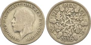 Wielka Brytania 6 pensow 1936 na aukcji Russiancoin - 8 grudnia 2022